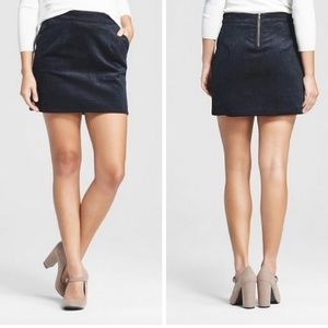 Black Corduroy Zipper Pencil/Mini Skirt w/Pockets